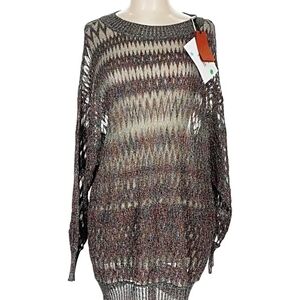 NWT MISSONI Multicolor Shine Knit Poncho Sweater EU (IT) 48 / US 12